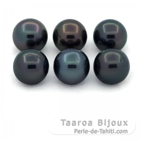 Lot of 6 Tahitian Pearls Round D from 8.5 to 8.8 mm