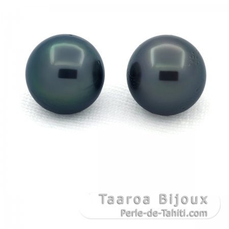 Lot of 2 Tahitian Pearls Near-Round D from 10.2 mm