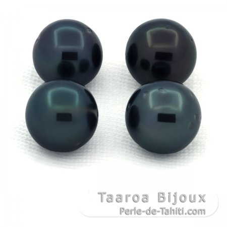 Lot of 4 Tahitian Pearls Round and Near-Round C/D from 8 to 8.2 mm