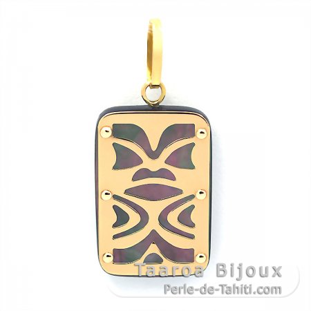 18K Gold and Tahitian Mother-of-Pearl Pendant - Dimensions = 18 X 12 mm - Chance