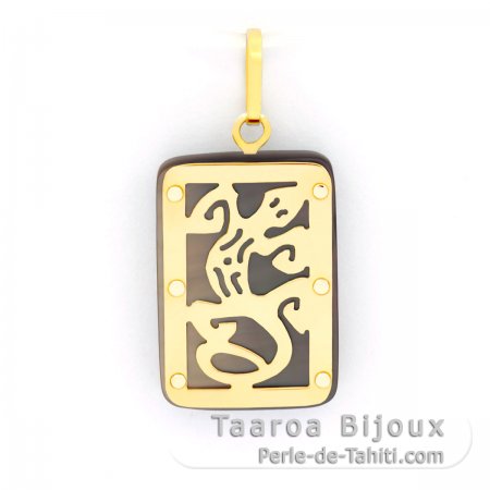 18K Gold and Tahitian Mother-of-Pearl Pendant - Dimensions = 18 X 12 mm - Gecko