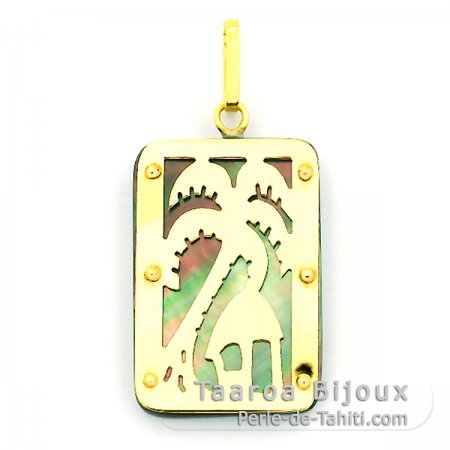 18K Gold and Tahitian Mother-of-Pearl Pendant - Dimensions = 24 X 16 mm - Island