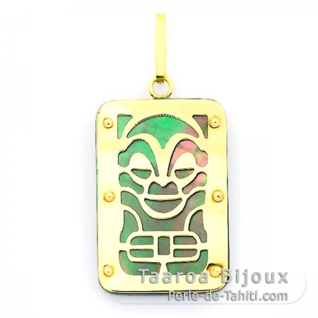 18K Gold and Tahitian Mother-of-Pearl Pendant - Dimensions = 24 X 16 mm - Health