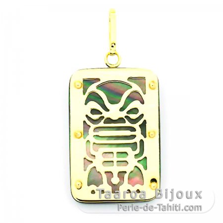 18K Gold and Tahitian Mother-of-Pearl Pendant - Dimensions = 24 X 16 mm - Mana