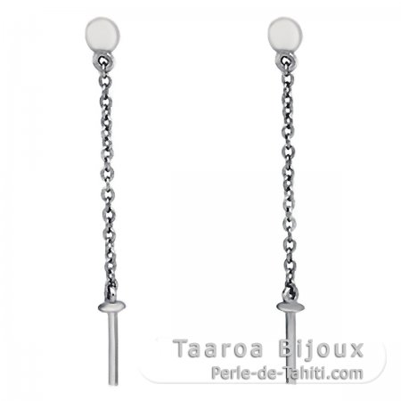 Earrings for pearls of 6 to 11 mm - Rhodiated Silver .925
