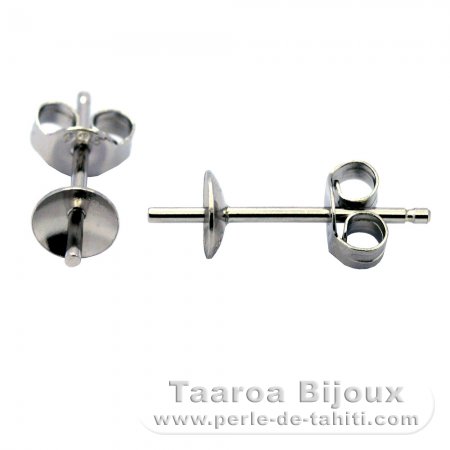 Earrings for pearls from 8 to 12 mm - Rhodiated Silver .925