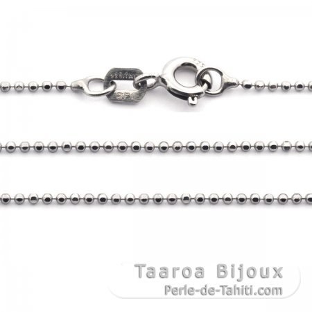 Rhodiated Sterling Silver Chain - Length = 45 cm - 18\'\' / Diameter = 1 mm