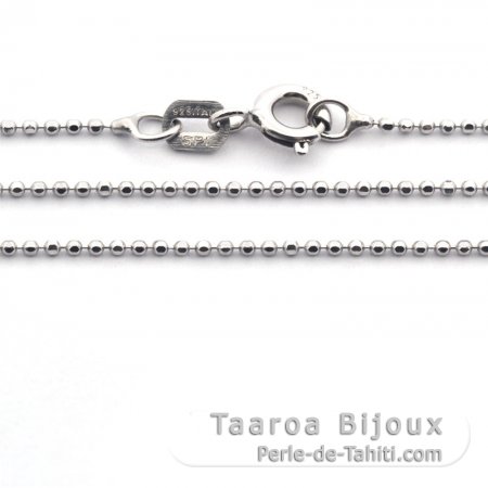 Rhodiated Sterling Silver Chain - Length = 50 cm - 20\'\' / Diameter = 1 mm