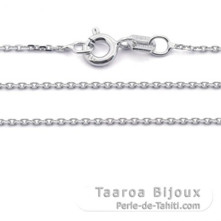 Rhodiated Sterling Silver Chain - Length = 50 cm - 20\'\' / Diameter = 1 mm