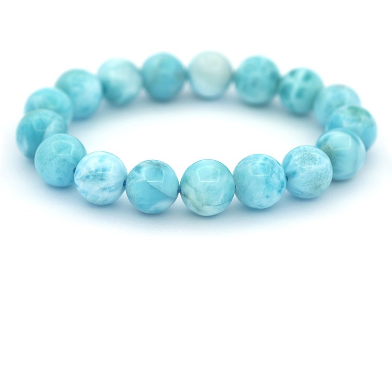 Bracelet of 17 Larimar Beads - 11.6 to 12.1 mm - 16 cm - 41.5 gr