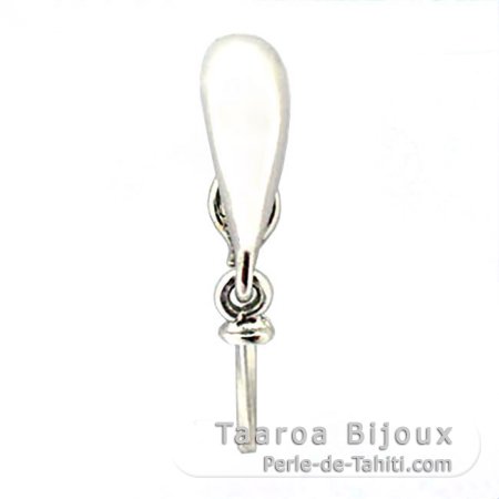 Rhodiated Sterling Silver Pendant for 1 Pearl from 9 to 12 mm