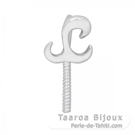Rhodiated Sterling Silver Pendant for 1 Pearl from 8 to 12 mm