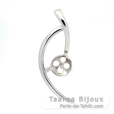 Rhodiated Sterling Silver Pendant for 1 Pearl from 8 to 10 mm