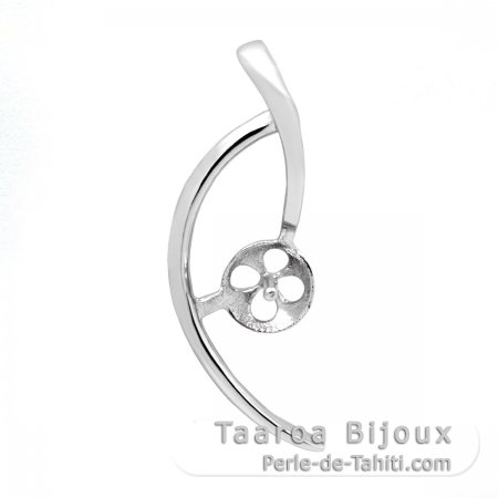 Rhodiated Sterling Silver Pendant for 1 Pearl from 7 to 10 mm