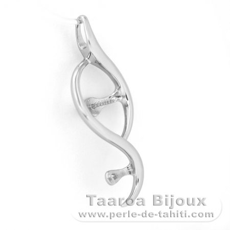 Rhodiated Sterling Silver Pendant for 2 Pearls from 8 to 10 mm