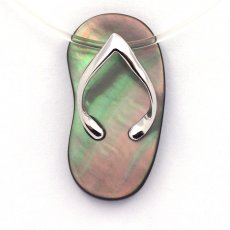 Mother-of-Pearl and Rhodiated Sterling Silver sandal pendant