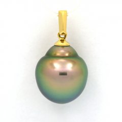 18K solid Gold Pendant and 1 Tahitian Pearl Semi-Baroque B 11.9 mm