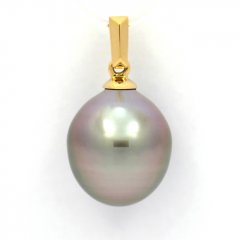 18K solid Gold Pendant and 1 Tahitian Pearl Semi-Baroque B 11.1 mm