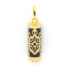 18K Gold Pendant and Black Agate - 17 mm - Turtle