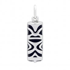 Silver and Black Agate Tiki - 17 mm - Luck