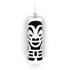 Silver and Black Agate Tiki - 30 mm - Health