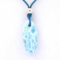 Waxed cotton Necklace and 1 Larimar - 27 x 12 x 7.4 mm - 4.15 gr