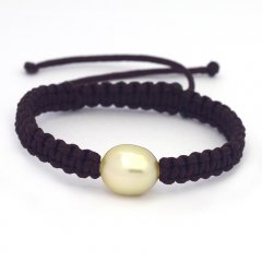 Nylon Bracelet and 1 Australian Pearl Semi-Baroque B 10.8 mm