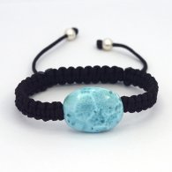 Nylon Bracelet and 1 Larimar - 16 x 21 x 8.1 mm - 4.6 gr
