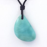 Waxed cotton Necklace and 1 Larimar - 30 x 20 x 8 mm - 7.8 gr