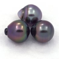 Lot of 3 Tahitian Pearls Semi-Baroque B from 10.5 to 10.8 mm