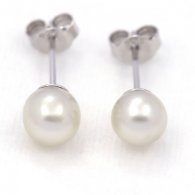 Rhodiated Sterling Silver Earrings and 2 Tahitian Keishis