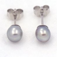 Rhodiated Sterling Silver Earrings and 2 Tahitian Keishis
