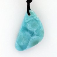 Waxed cotton Necklace and 1 Larimar - 40 x 22 x 7.9 mm - 11.03 gr