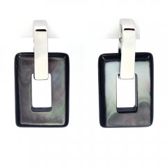 Rhodiated Sterling Silver Earrings and Tahitian Mother-of-Pearl