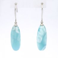 Rhodiated Sterling Silver Earrings and 2 Larimar - 22 x 8.5 x 7.5 mm - 5.03 gr