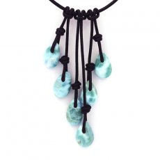 Leather Necklace and 7 Larimar - 13.6 gr