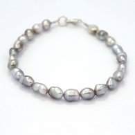 22 Tahitian Keishis Bracelet and Rhodiated Sterling Silver