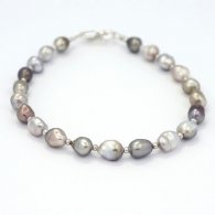 21 Tahitian Keishis Bracelet and Rhodiated Sterling Silver