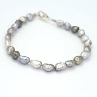 23 Tahitian Keishis Bracelet and Rhodiated Sterling Silver