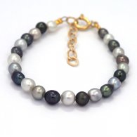 24 Tahitian Keishis Bracelet and 18K Gold