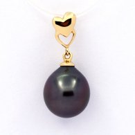 18K solid Gold Pendant and 1 Tahitian Pearl Semi-Baroque A 10.4 mm