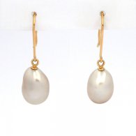 18K Gold Earrings and 2 Tahitian Keishis