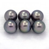 Lot of 6 Tahitian Pearls Round C from 8.5 to 8.9 mm
