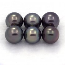 Lot of 6 Tahitian Pearls Round C from 9 to 9.2 mm