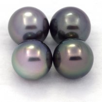 Lot of 4 Tahitian Pearls Round C from 9.1 to 9.4 mm