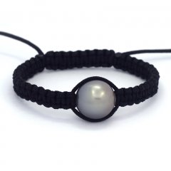Nylon Bracelet and 1 Tahitian Pearl Semi-Baroque C 13.3 mm