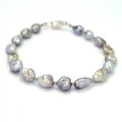17 Tahitian Keishis Bracelet and Sterling Silver