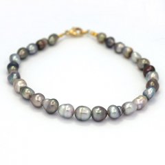 27 Tahitian Keishis Bracelet and 18K Gold