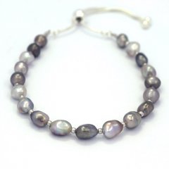 19 Tahitian Keishis Bracelet and Sterling Silver
