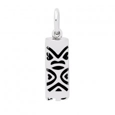 Silver and Black Agate Tiki - 15 mm - Luck